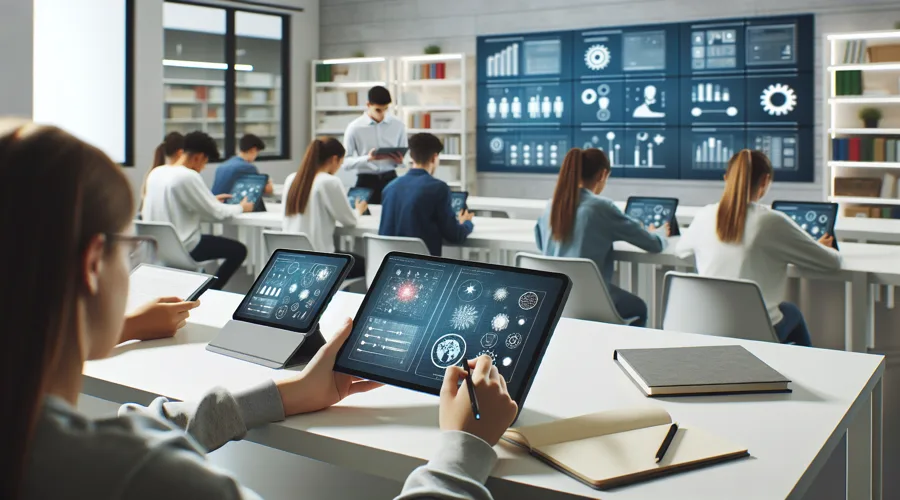 Irodai dolgozó laptopon digitális készségeket gyakorol
